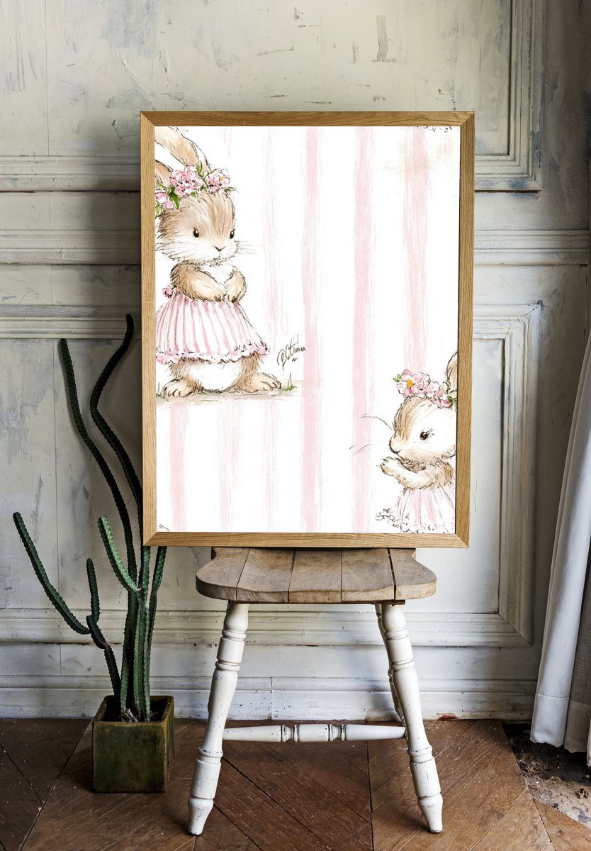 Bunny Ballet Illustration Poster. room preview