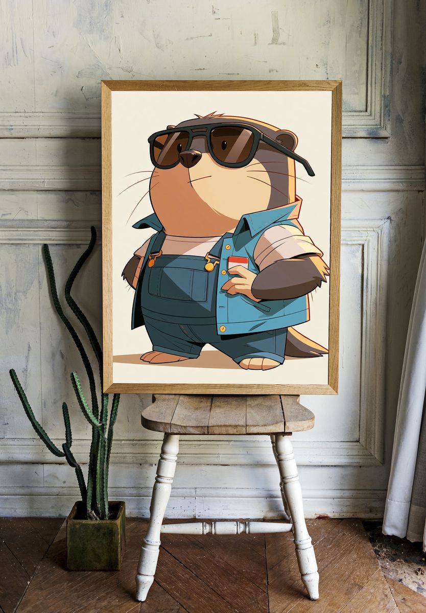 Cool Otter Cartoon Poster. room preview