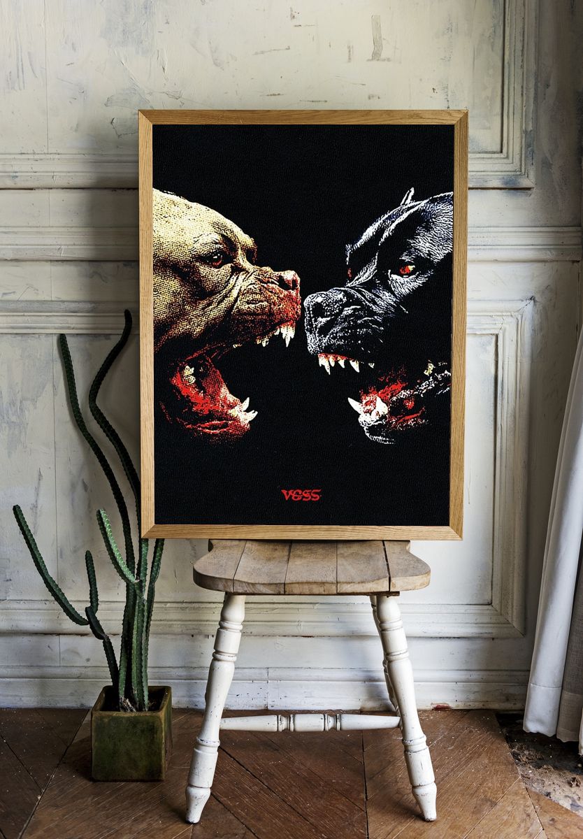 Aggressive Dogs Illustration Poster. — room view 1