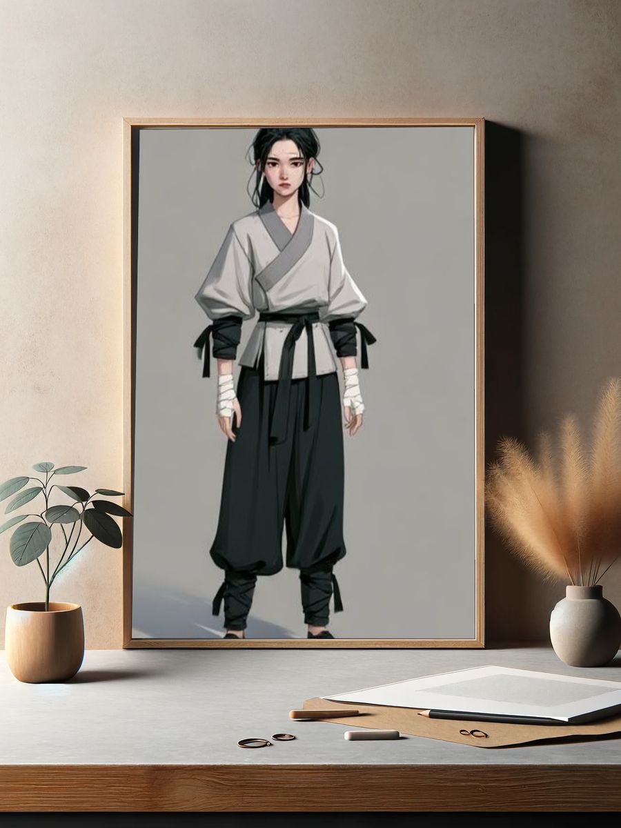 Samurai Girl Illustration Poster. — room view 2