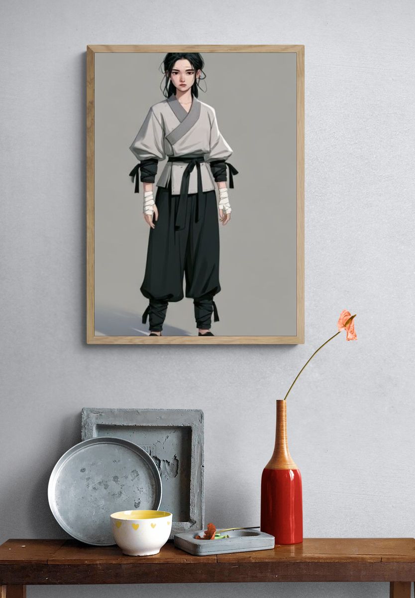 Samurai Girl Illustration Poster. — room view 3