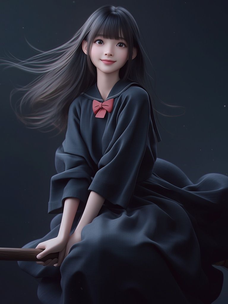 Anime Witch on Broom Poster. poster — anime art