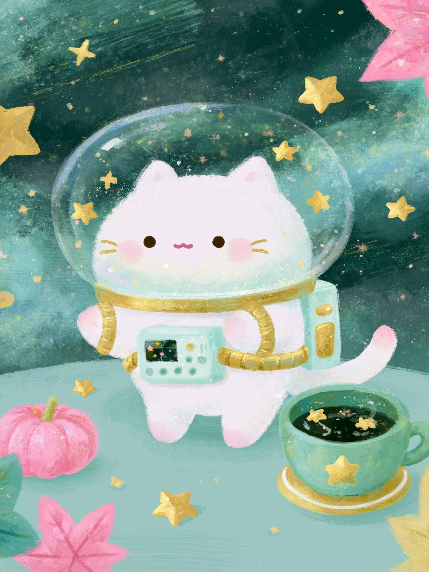 Astronaut Cat Digital Art Poster. poster — anime art