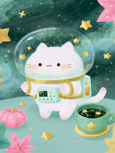 Astronaut Cat Digital Art Poster. poster