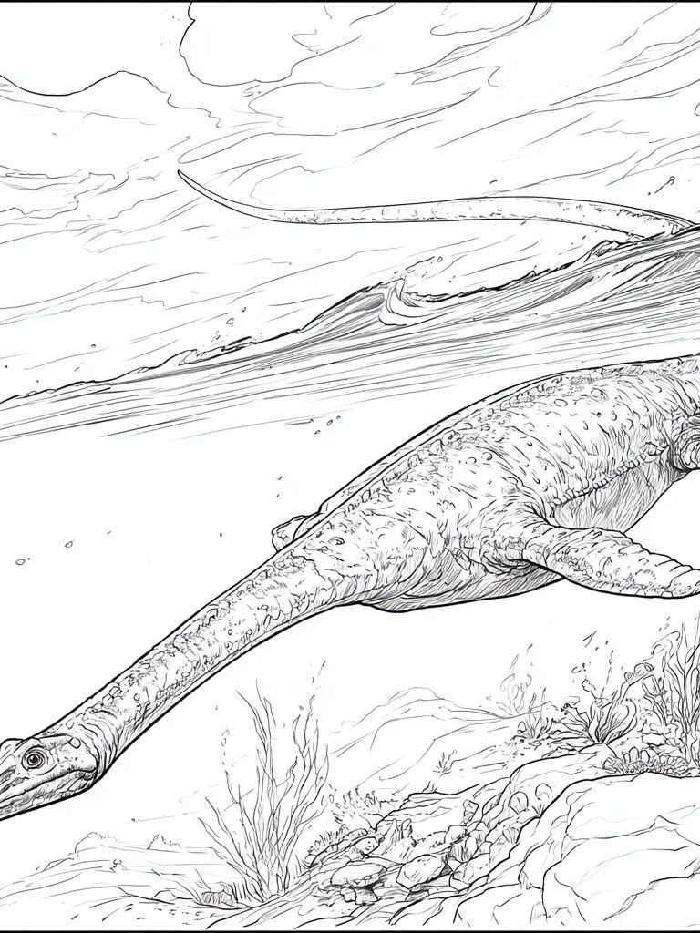 Plesiosaur Underwater Sketch Poster. poster detail