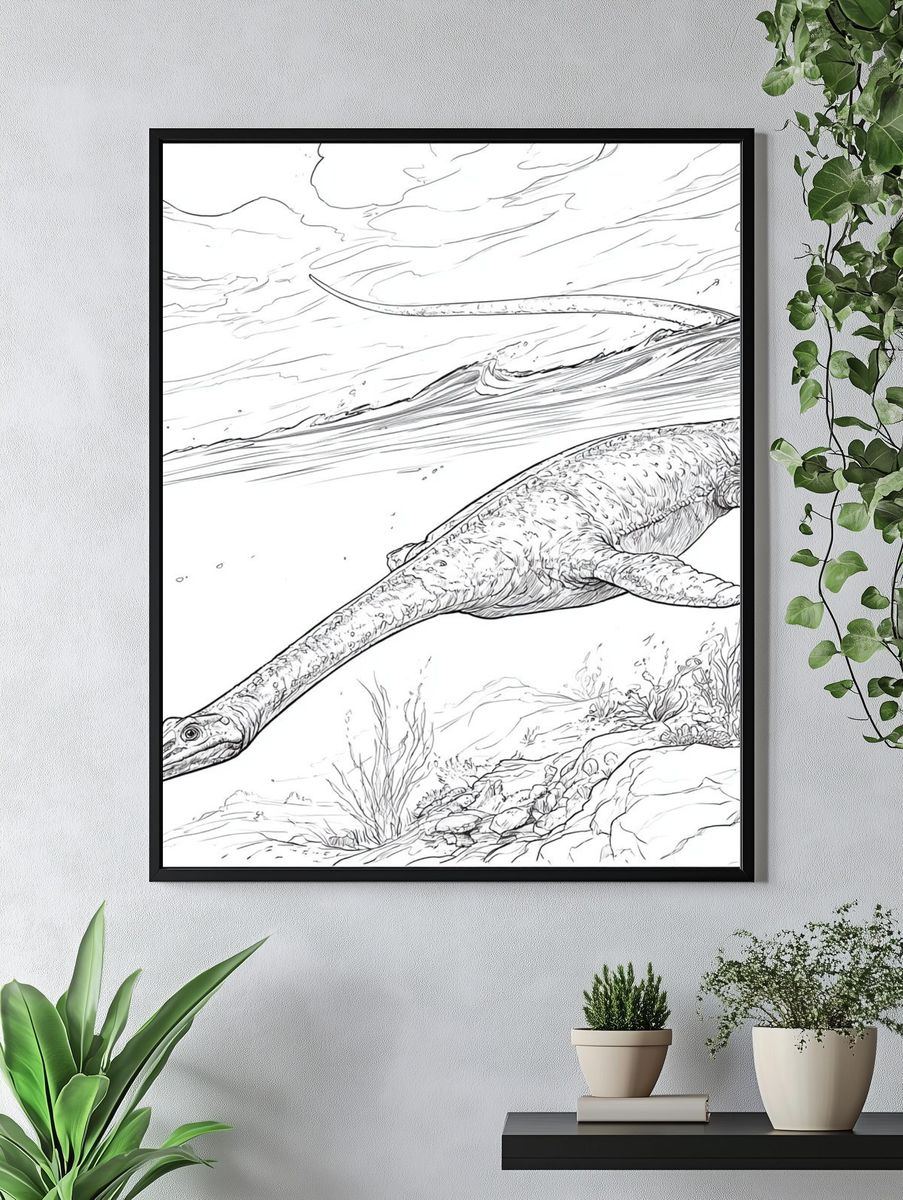Plesiosaur Underwater Sketch Poster. — room view 4