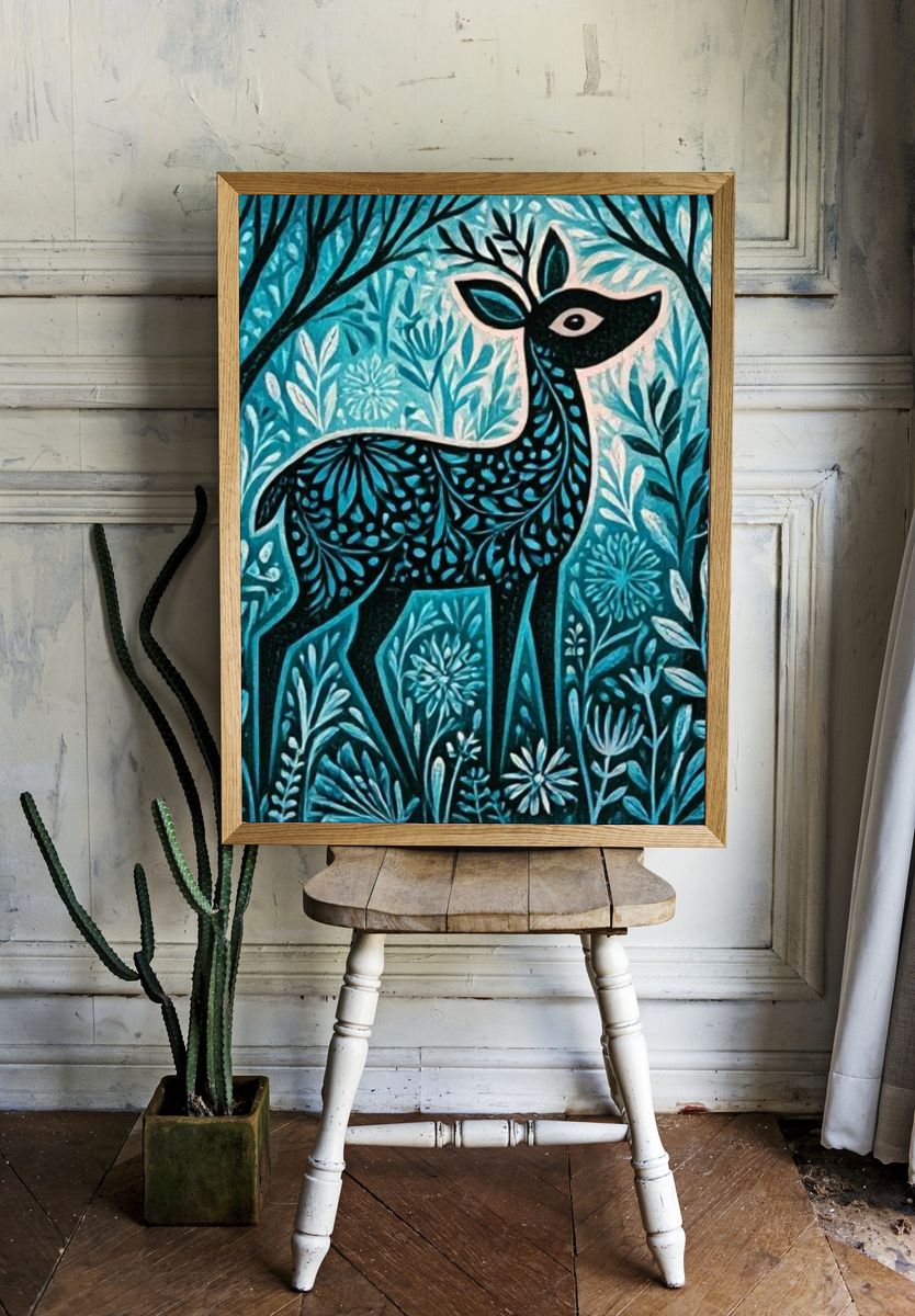 Forest Deer Illustration Poster. room preview