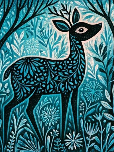 Forest Deer Illustration Poster. poster
