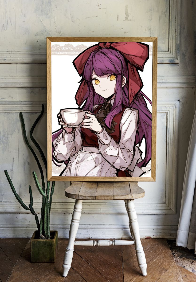 Anime Girl with Tea Illustration Poster. room preview