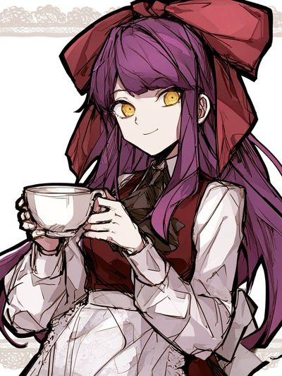 Anime Girl with Tea Illustration Poster.
