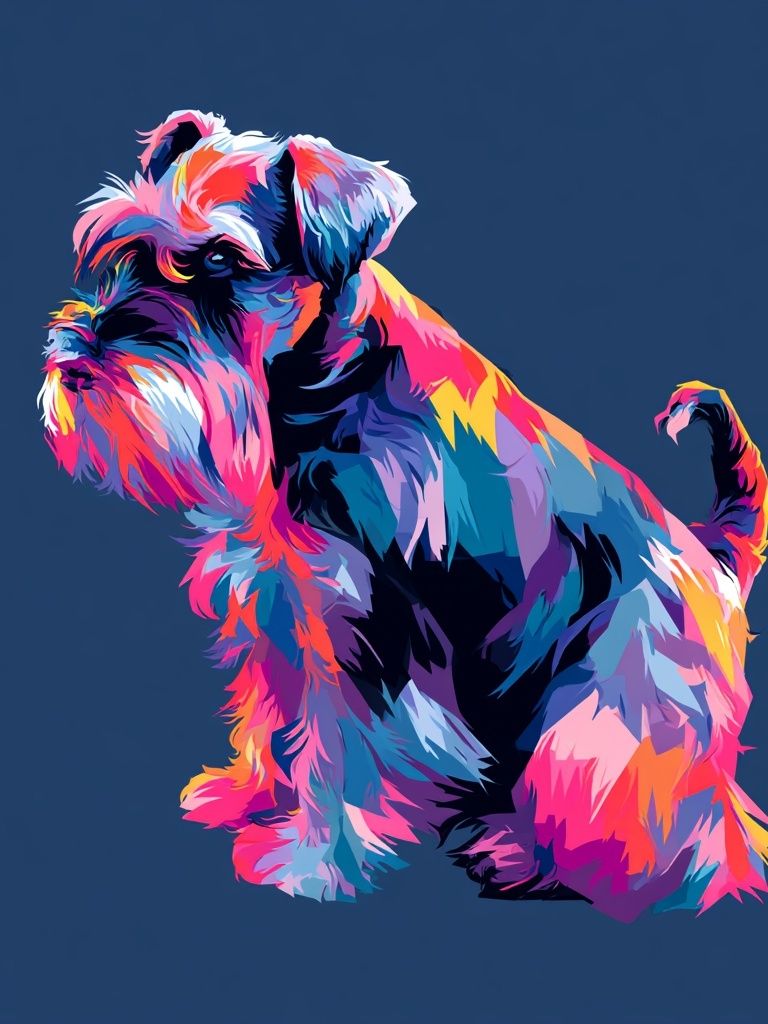 Colorful Schnauzer Illustration Poster. poster detail