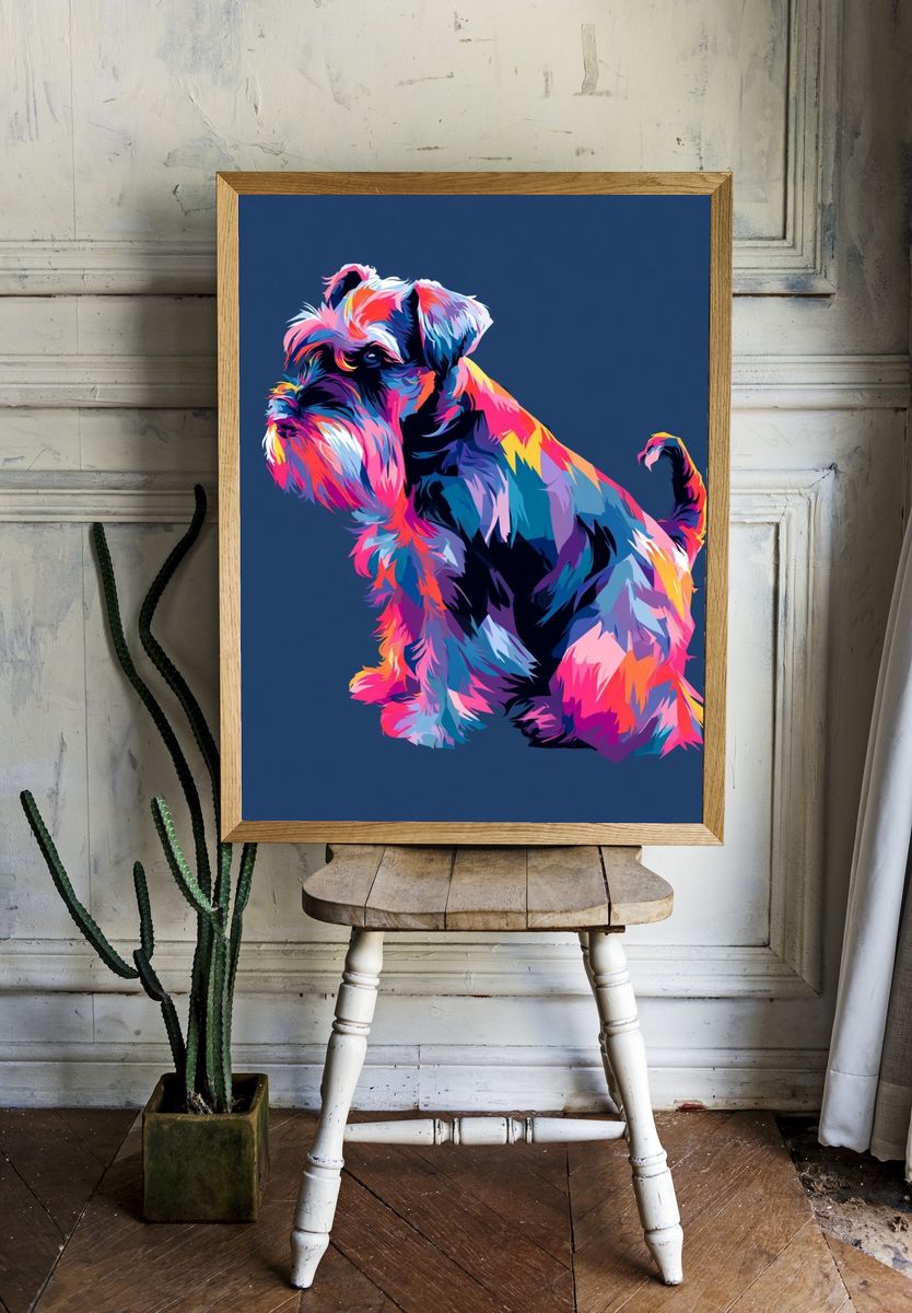 Colorful Schnauzer Illustration Poster. room preview