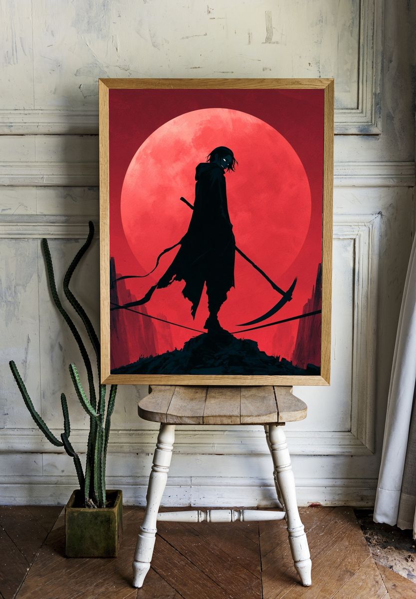 Samurai Moon Silhouette Poster. room preview