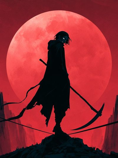 Samurai Moon Silhouette Poster.