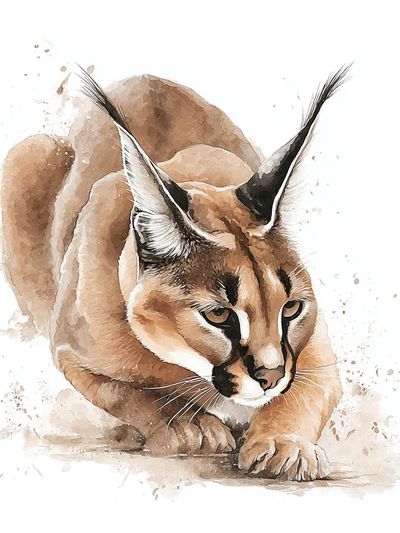 Caracal Watercolor Poster. poster print