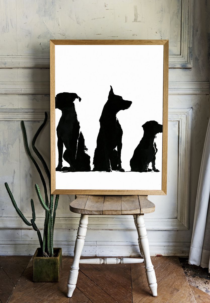Three Dogs Silhouette Poster. room preview