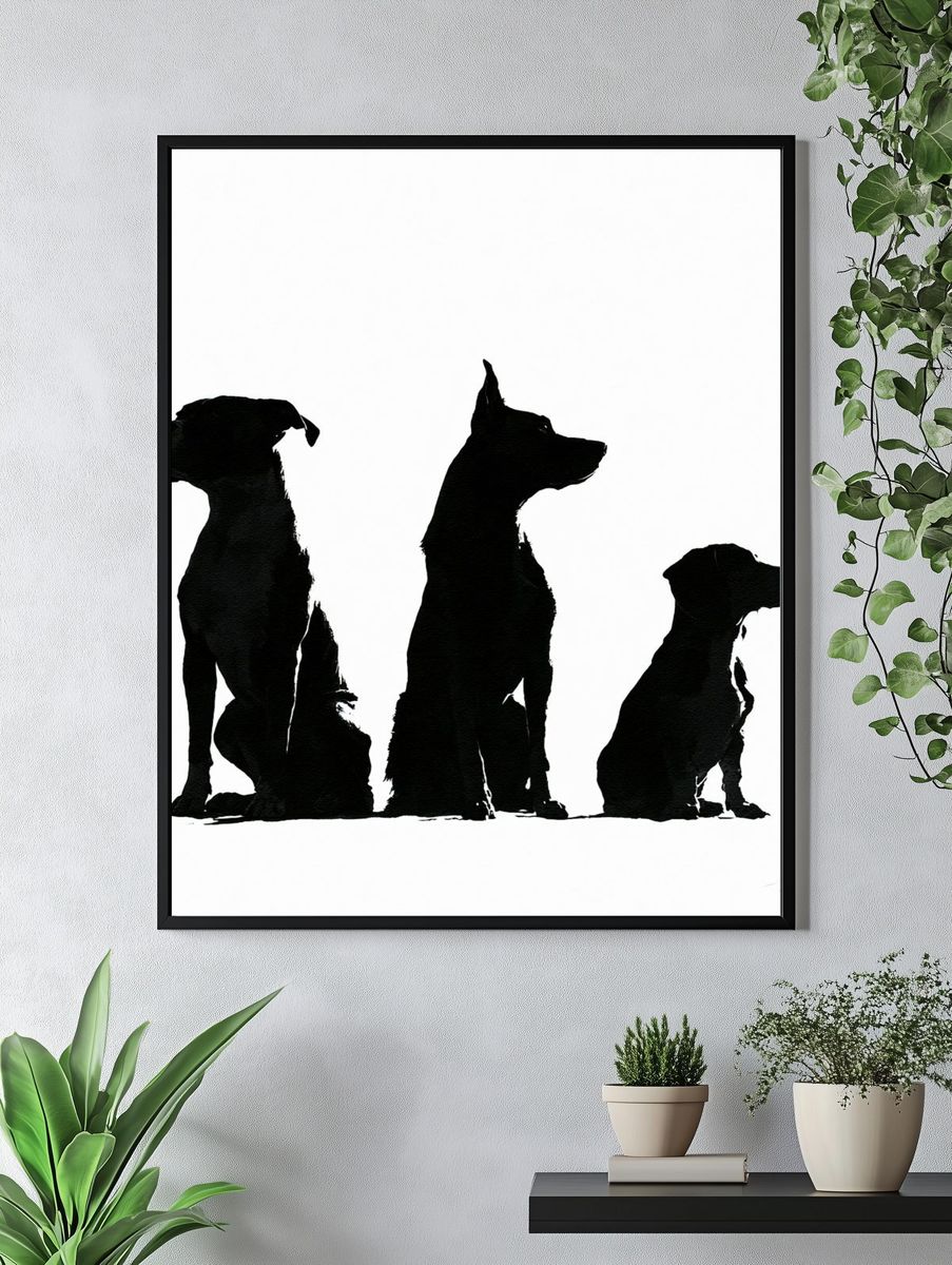 Three Dogs Silhouette Poster. — room view 4