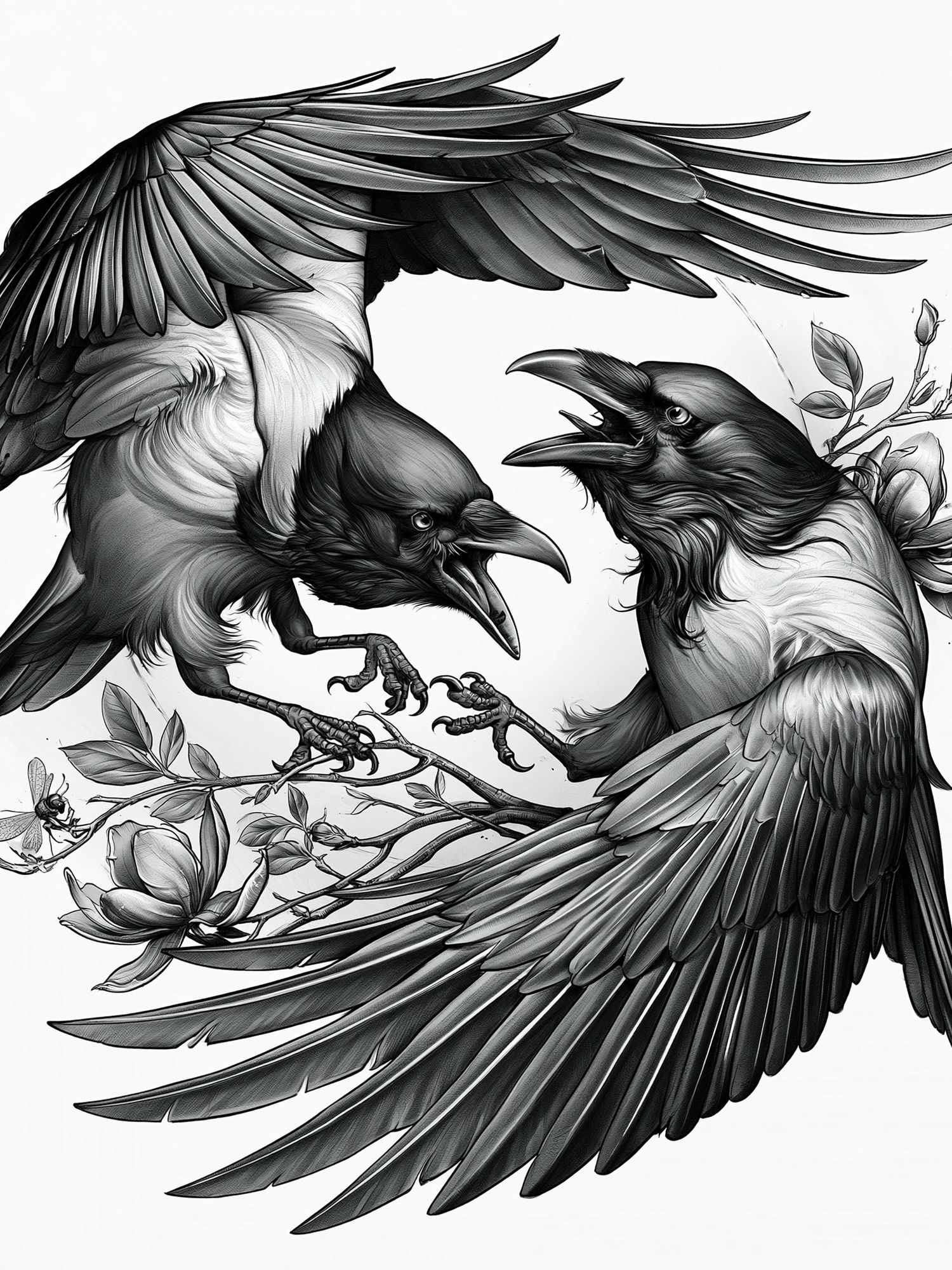 Raven Duel Illustration Poster. poster — animals art