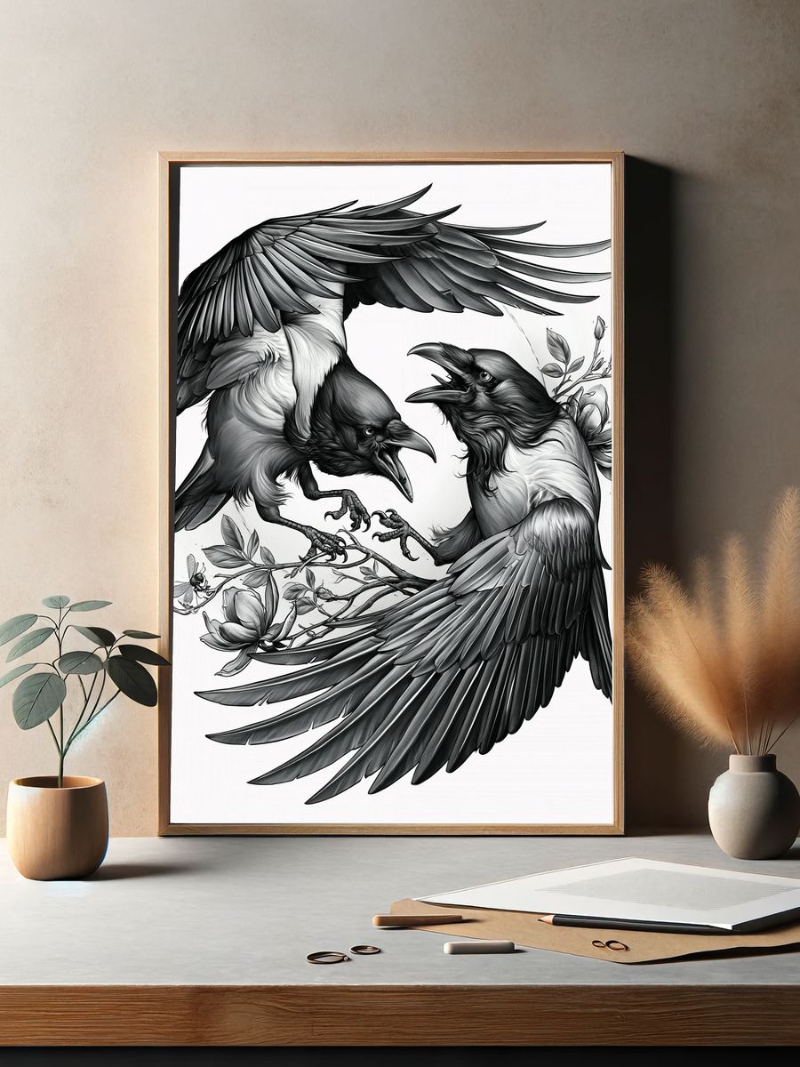 Raven Duel Illustration Poster. — room view 2