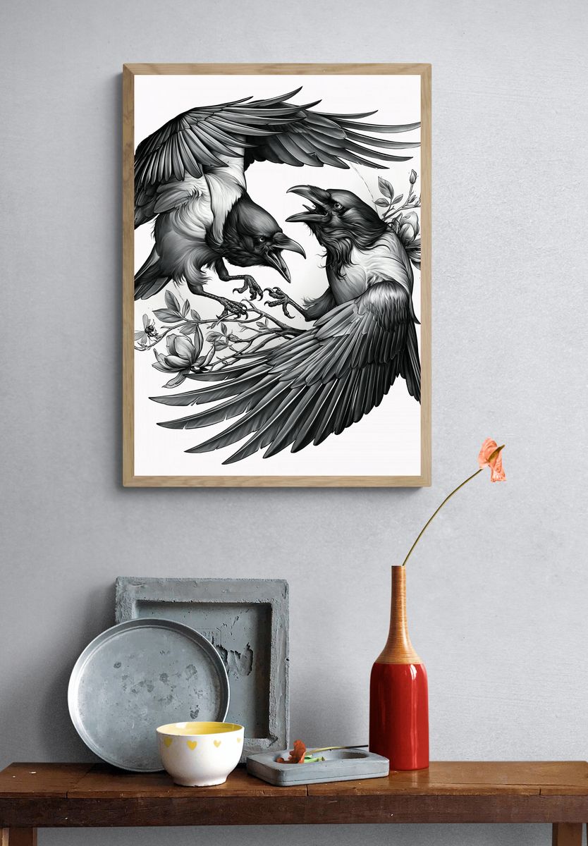 Raven Duel Illustration Poster. — room view 3