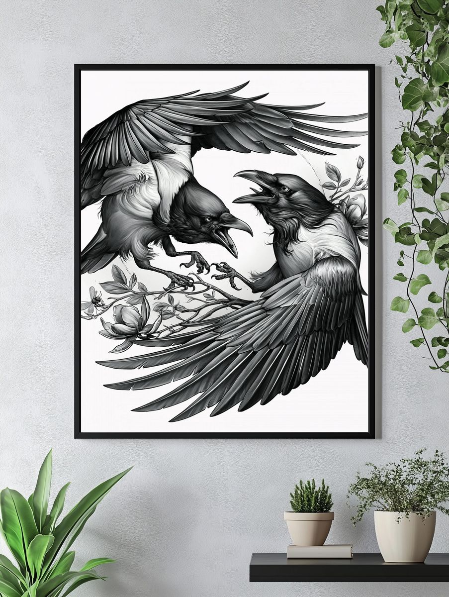 Raven Duel Illustration Poster. — room view 4