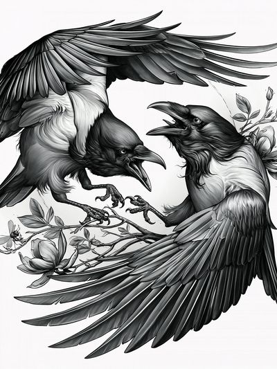 Raven Duel Illustration Poster.