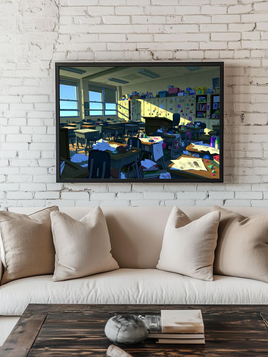 Sunlit Art Classroom Anime Print. room preview