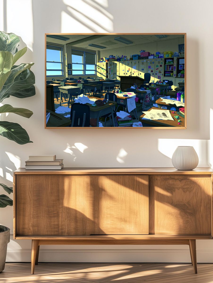 Sunlit Art Classroom Anime Print. — room view 3