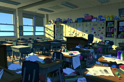 Sunlit Art Classroom Anime Print.
