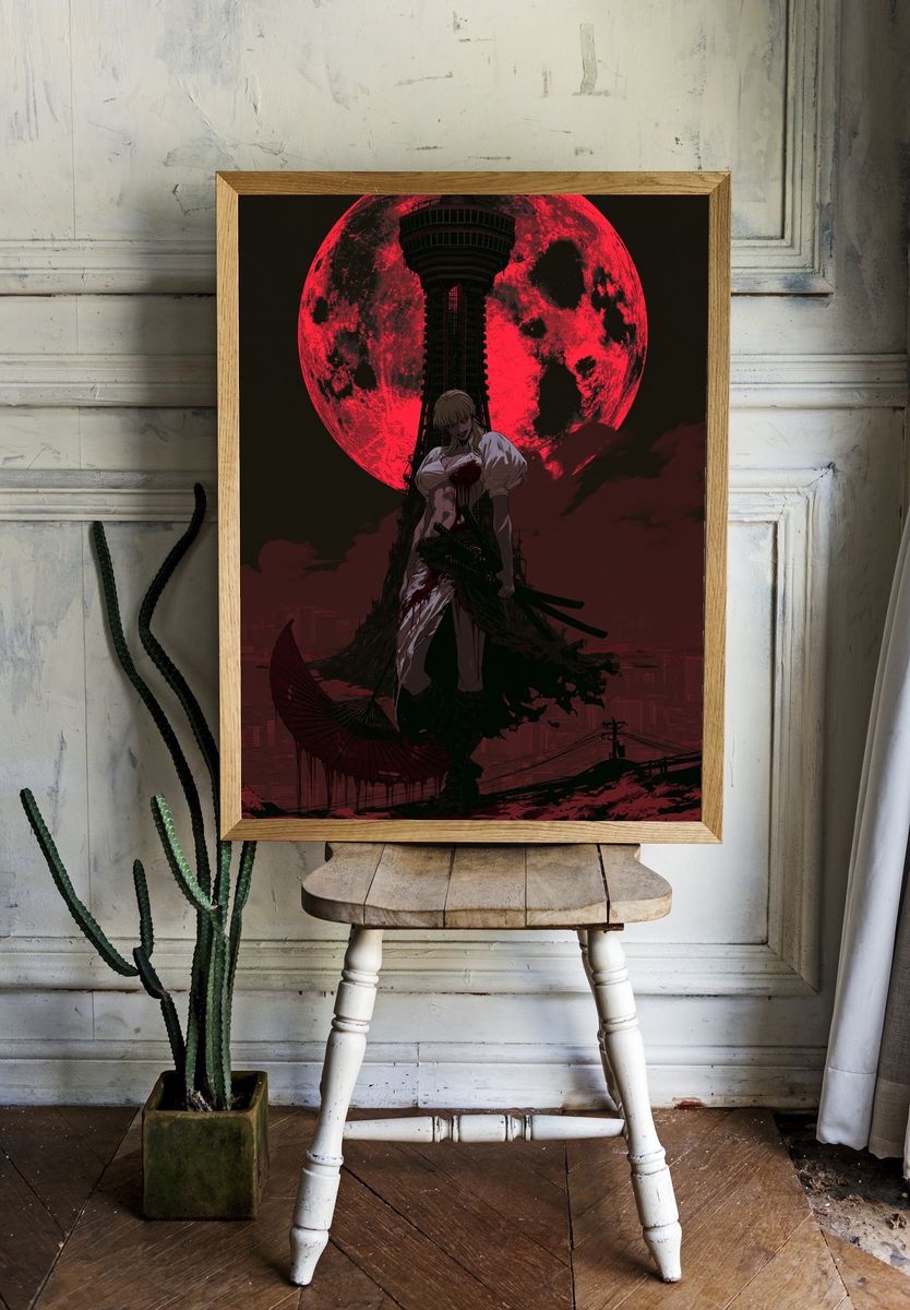 Blood Moon Samurai Anime Poster. — room view 1