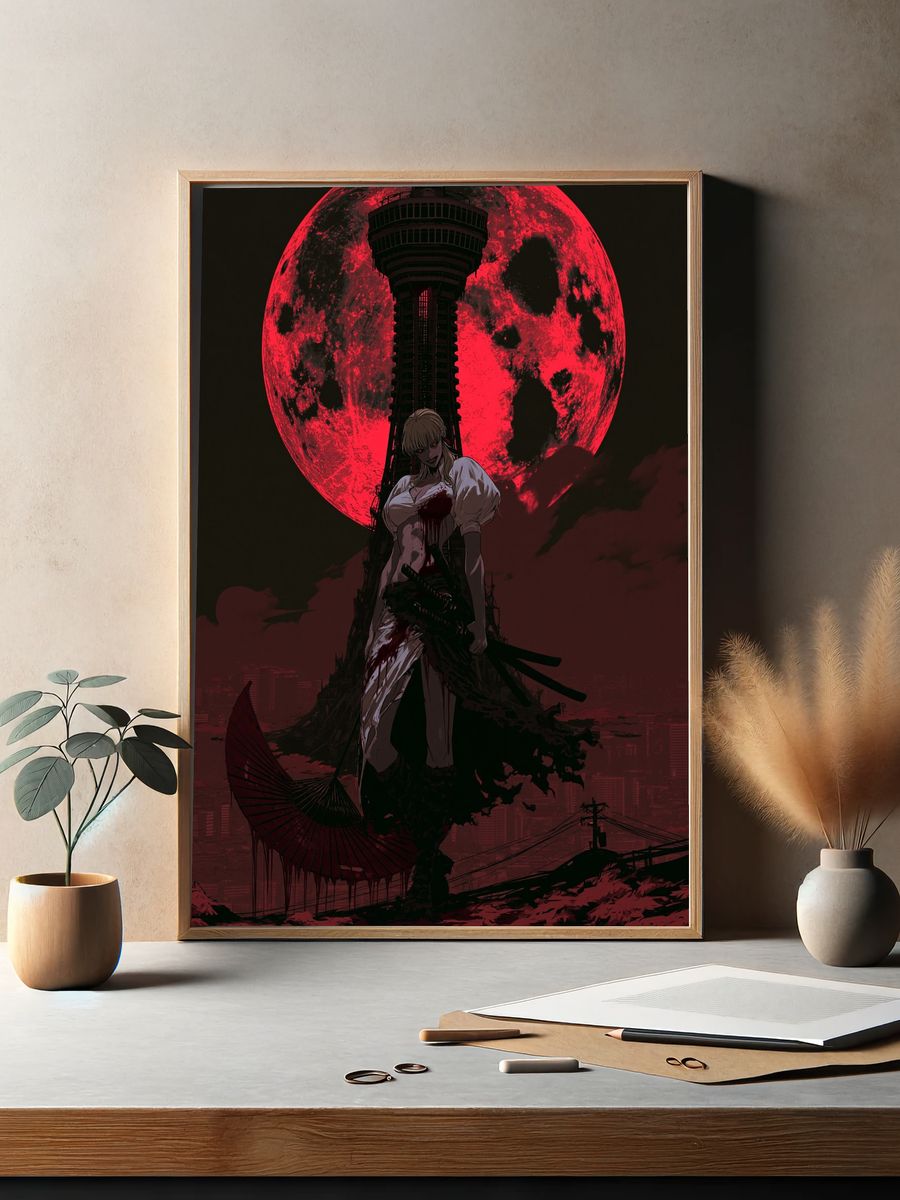 Blood Moon Samurai Anime Poster. — room view 2