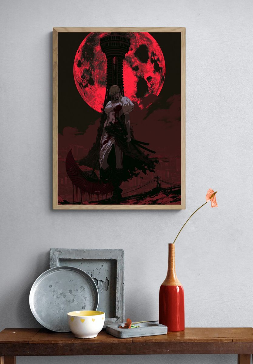 Blood Moon Samurai Anime Poster. — room view 3