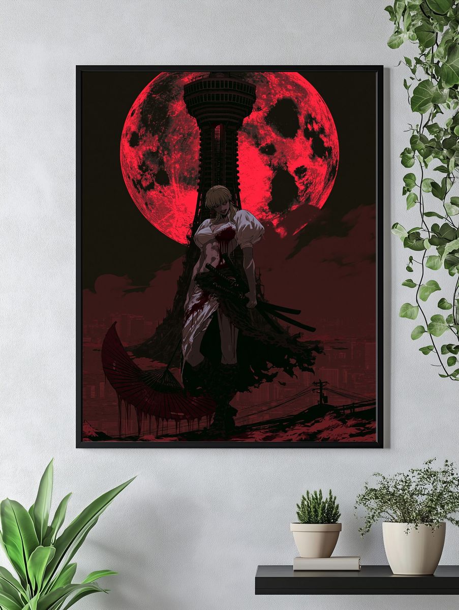 Blood Moon Samurai Anime Poster. — room view 4