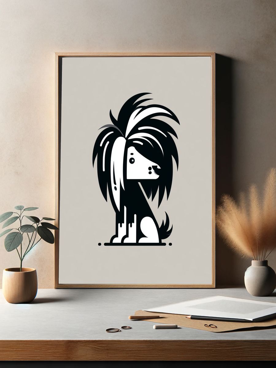 Stylized Dog Illustration Poster. — room view 2