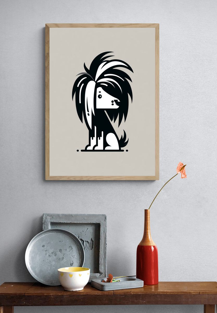 Stylized Dog Illustration Poster. — room view 3