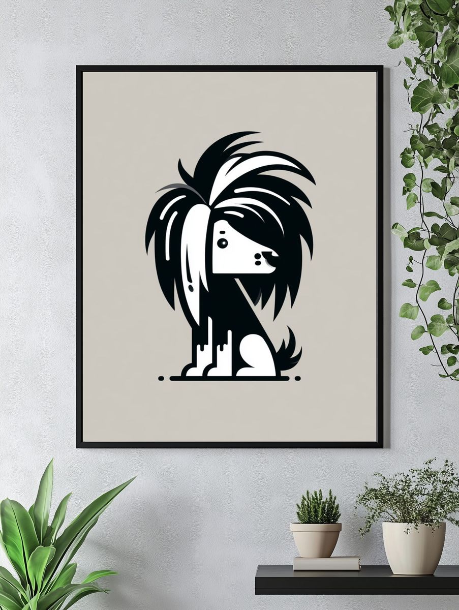 Stylized Dog Illustration Poster. — room view 4