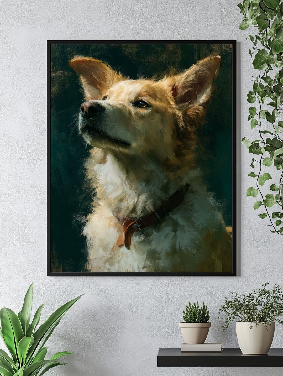 Golden Dog Portrait Illustration Poster. — room view 4