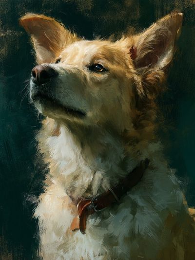 Golden Dog Portrait Illustration Poster.