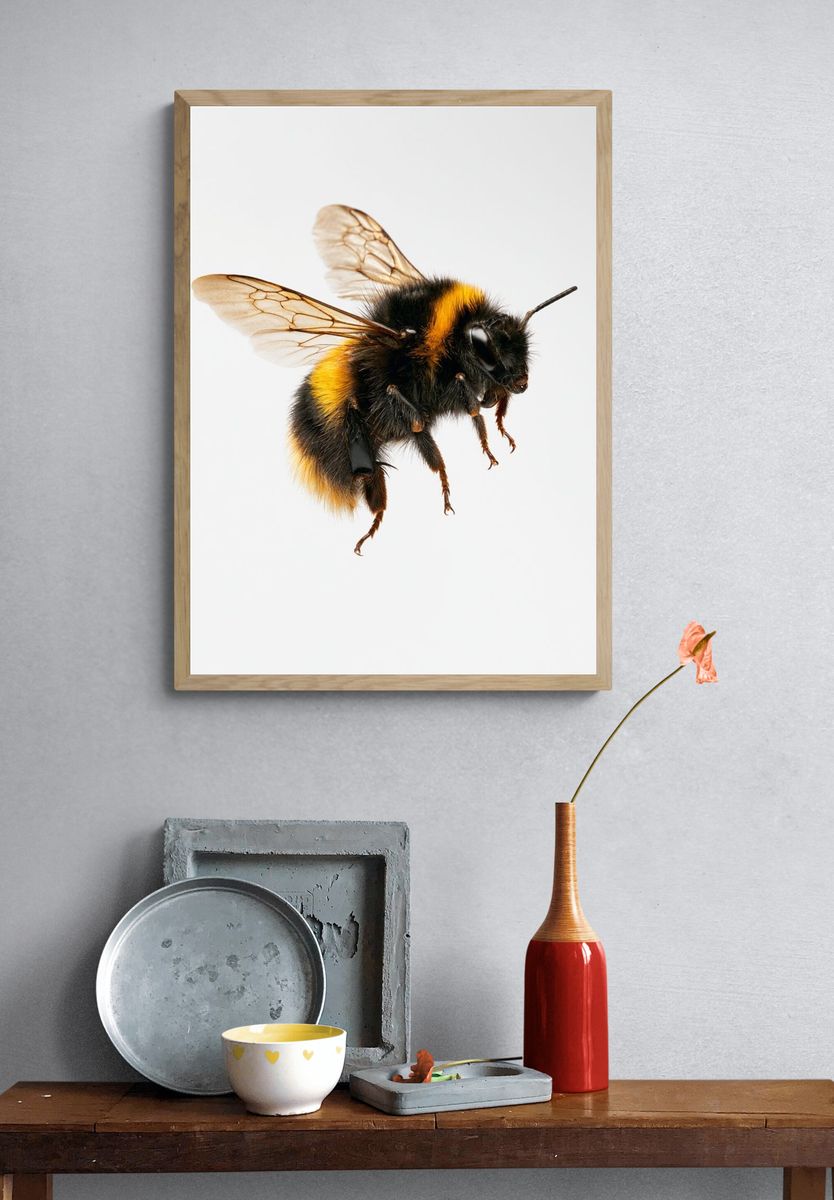 Bumblebee Macro Photography Poster. — room view 3