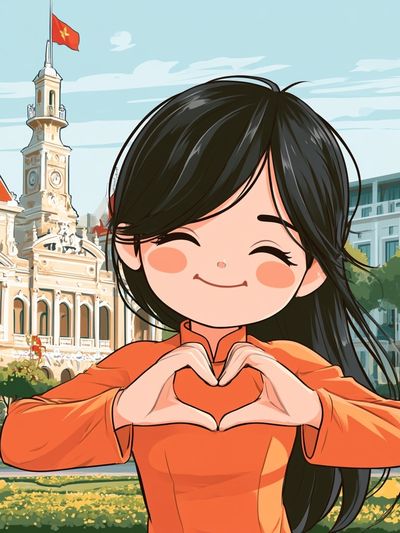 Smiling Girl in Orange Illustration Poster.