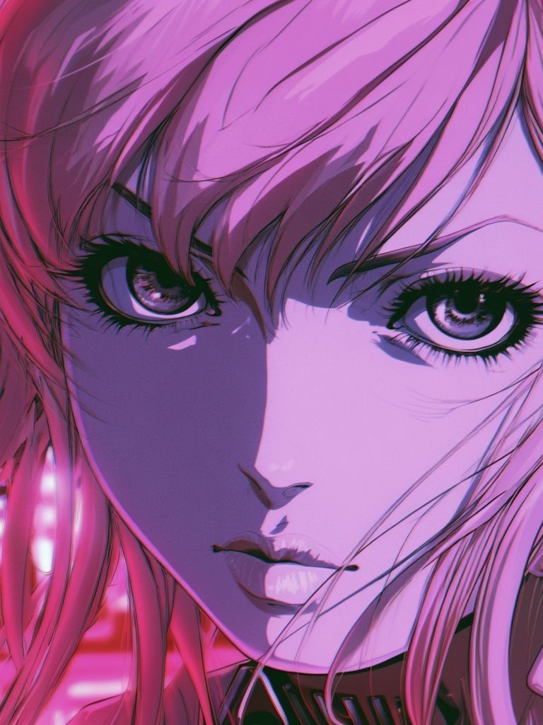 Neon Anime Portrait Poster. poster detail