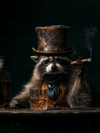 Gentleman Raccoon Portrait Print.