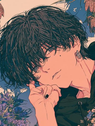 Anime Floral Portrait Print. poster print