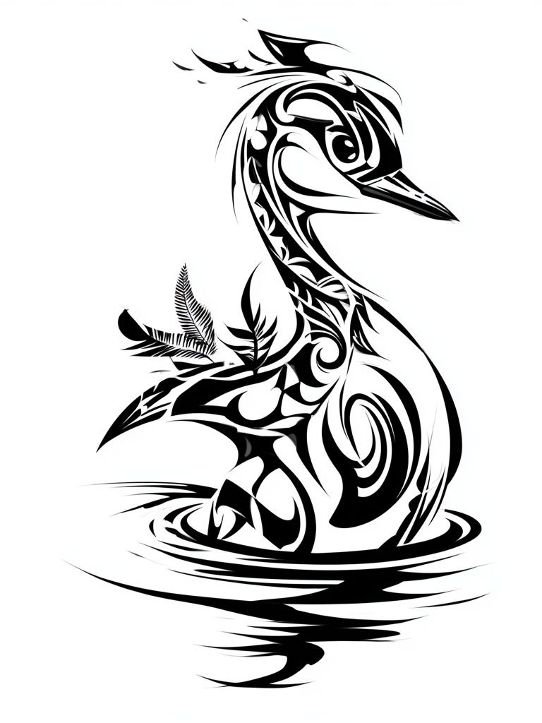 Tribal Heron Silhouette Print. poster detail