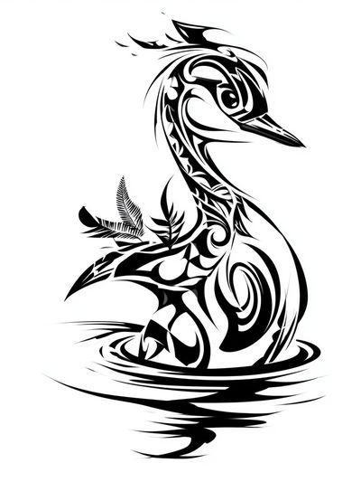 Tribal Heron Silhouette Print. poster