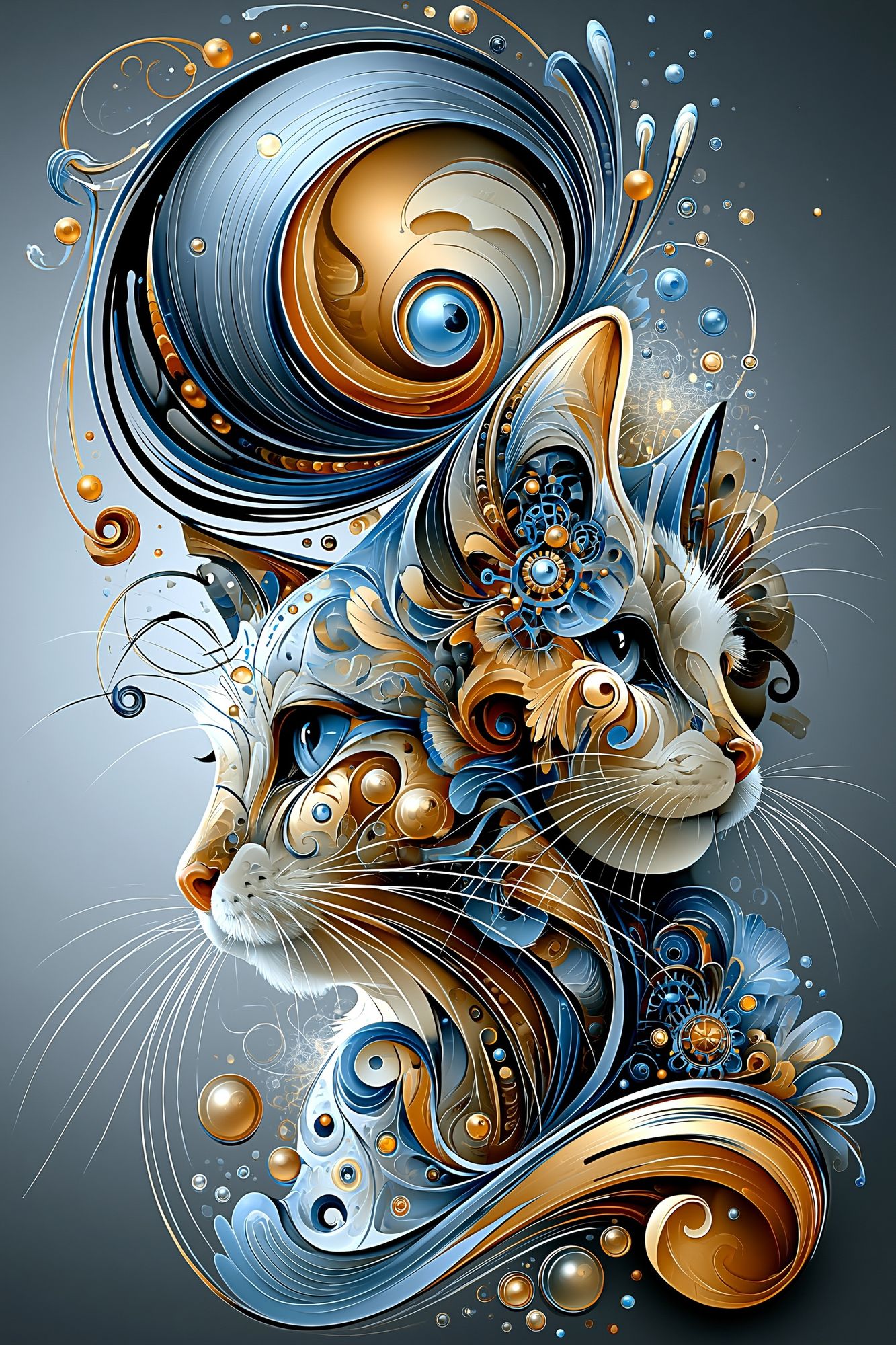 Abstract Cat Portrait Print. poster detail