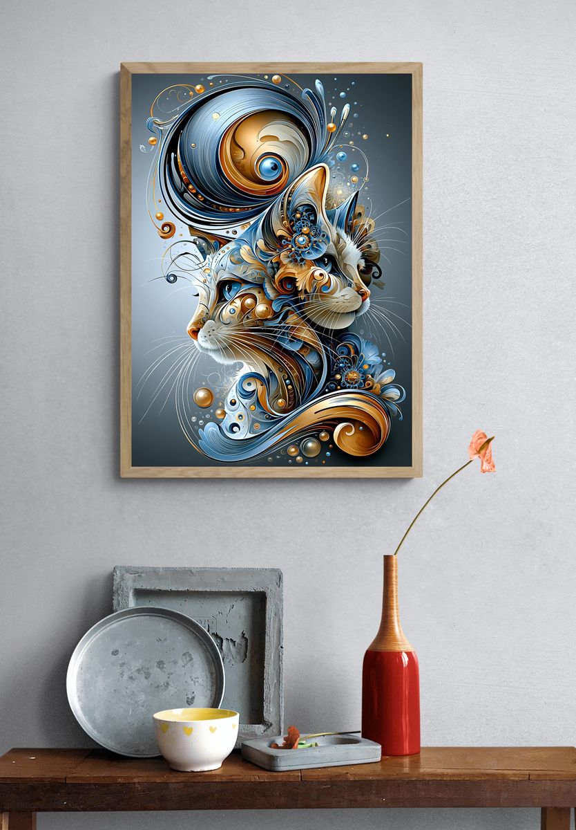 Abstract Cat Portrait Print. — room view 3