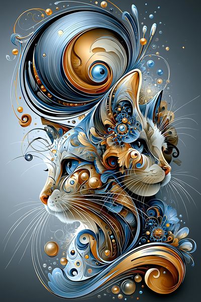 Abstract Cat Portrait Print.