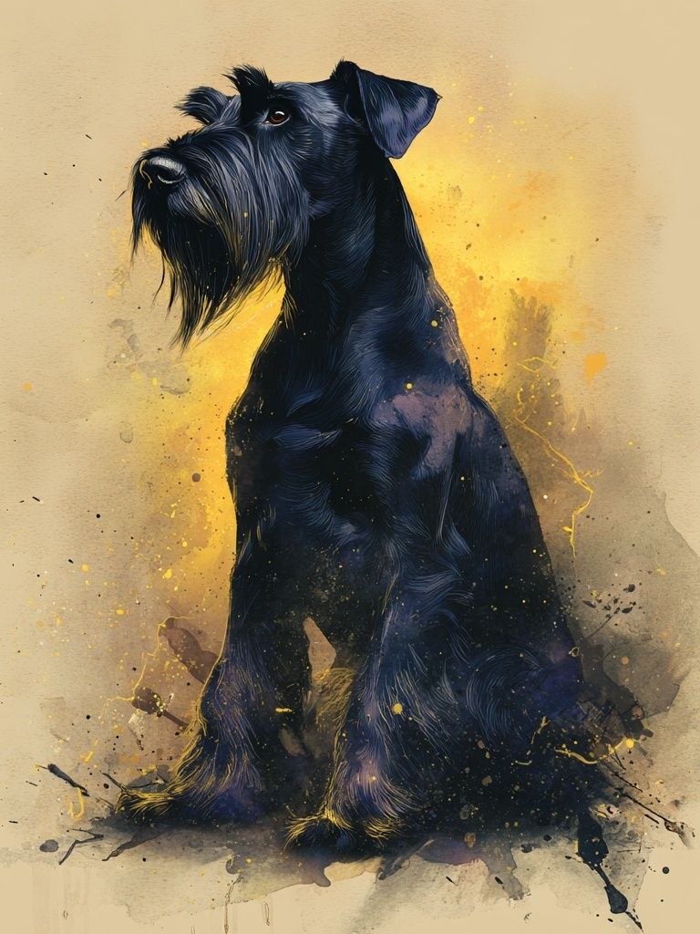 Black Schnauzer Watercolor Poster. poster detail