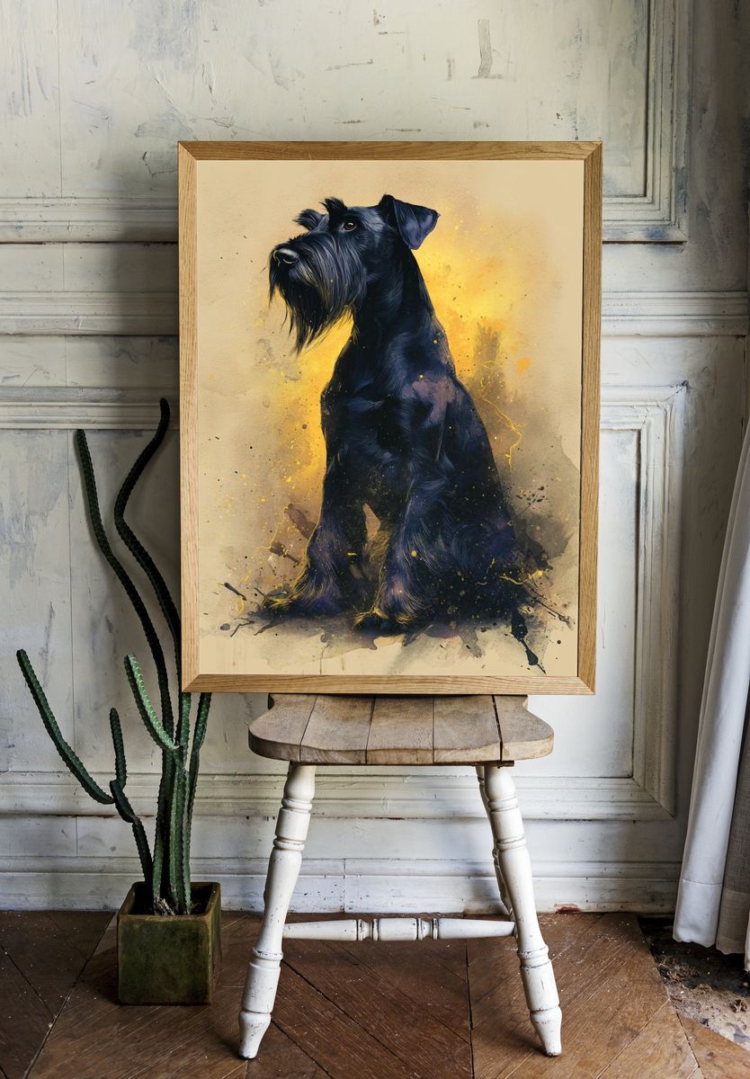 Black Schnauzer Watercolor Poster. — room view 1